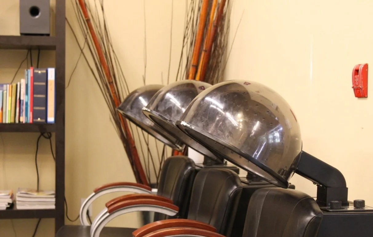 Hood dryers inside Good Hair Salon