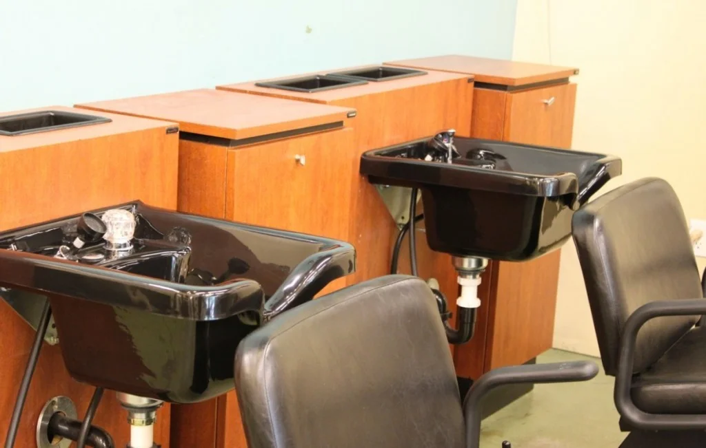 Shampoo stations inside Good Hair Salon