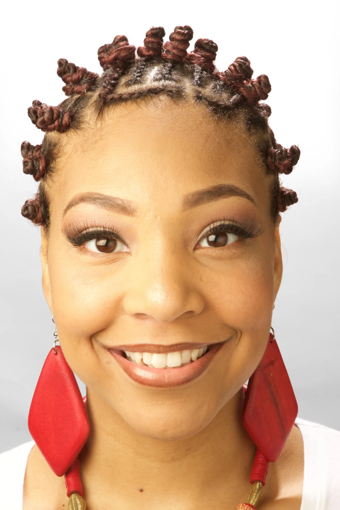 Bantu knots styled across natural hair